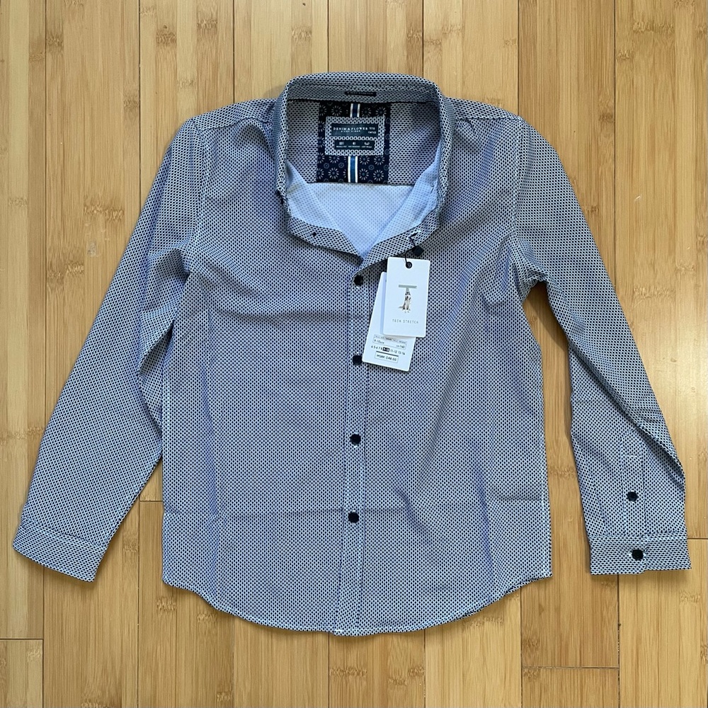 Boy’s Denim & Flower Tech Stretch Size 9-10 Shirt